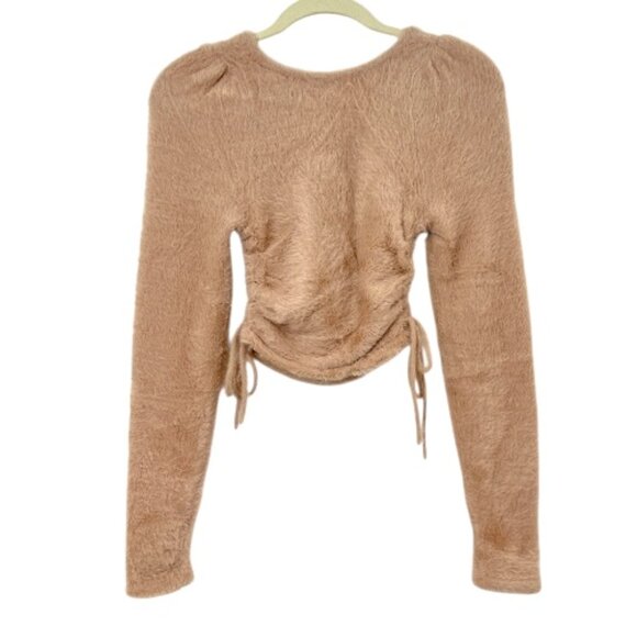 For Love & Lemons Fuzzy Mohair LS Cropped Top Small New - Picture 3 of 3